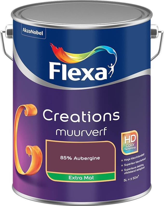 Flexa - Creations Muurverf Extra Mat - 85% Aubergine - Mengverf - 5 L