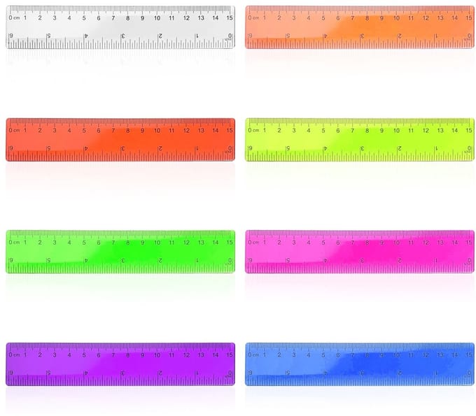 Dailygoods- Linialen Set 8 Stuks - Transparant Plastic - Kleurvol