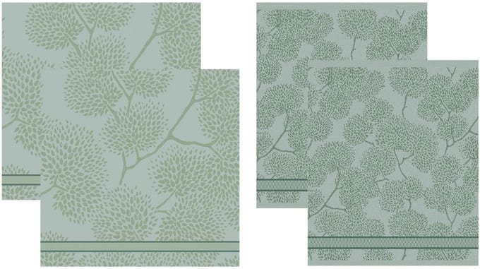 DDDDD - 2x theedoek + 2x keukendoek - Trees - Bomen print - Groen