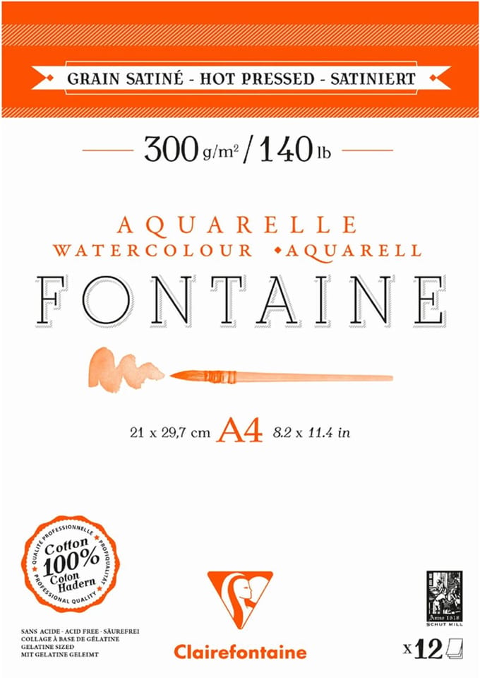 Clairefontaine aquarelpapier blok A3 satijn 300g/m² 12 vellen