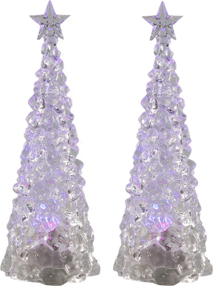 Svenska Living verlichte piramide kerstboompjes - 2x st - acryl - 30 cm