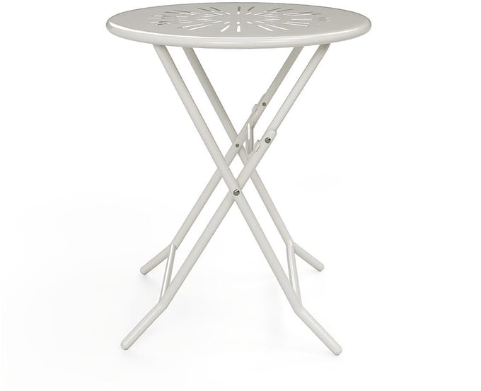 Vente-unique Inklapbare tuintafel Ø 60 cm in metaal in smeedijzerlook - Wit - GUERMANTES van MYLIA