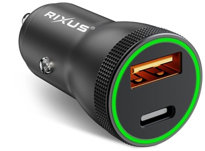 Rixus USB-C Power Delivery Quick Charge Car Charger 20W