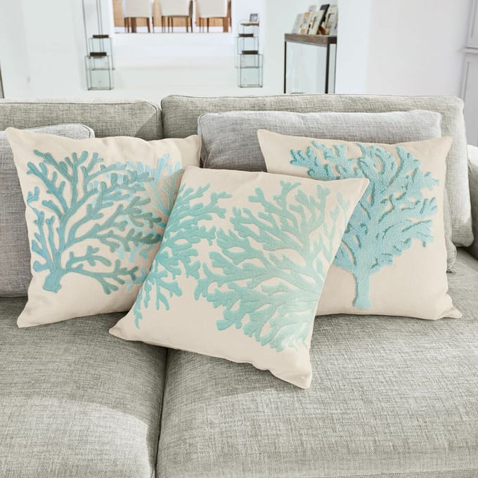 LOBERON Kussenhoes set van 3 Vaiea turquoise/beige