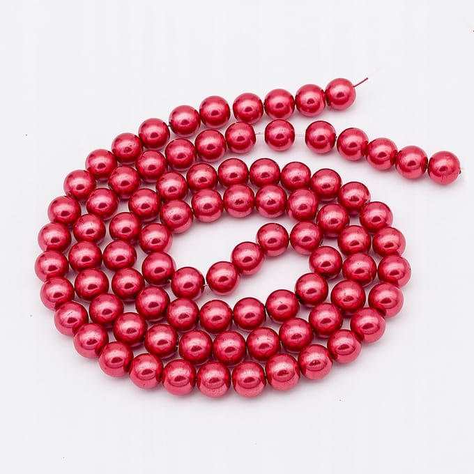 Glazen Kralen Rond 10mm - Steenrood, 85 st