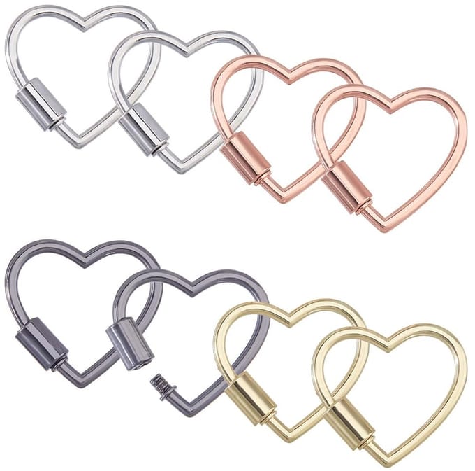 Dailygoods- Karabijnhangers 8 Stuks - Hartvormig - Legering
