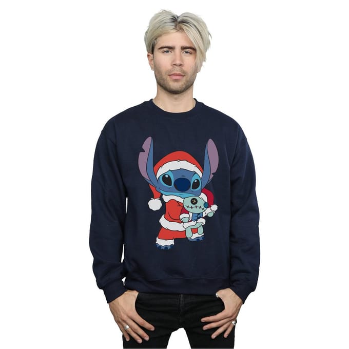 Disney Heren Lilo en Stitch Kerst Sweatshirt (Marineblauw)