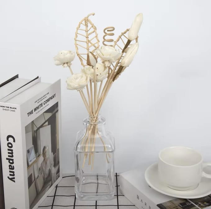 12x Kunstbloemen – Crème – Vlamloos – Decoratief - Lotus Geurstokjes - C4.2