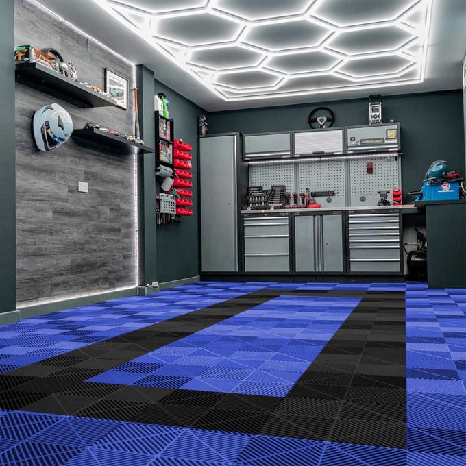 Hexagon led-verlichting & tegels - blauw & zwart - 3,2x6m - 5t per