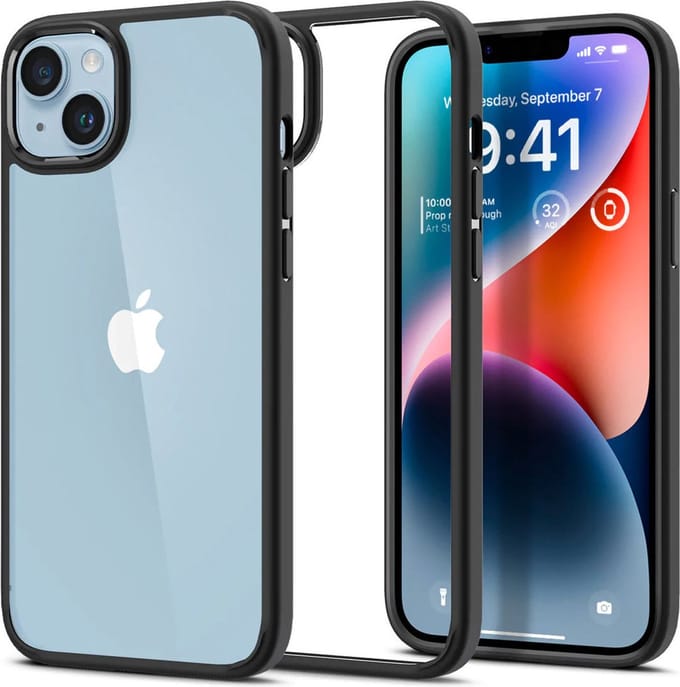 Hoesje Armor Back Cover Transparant Zwart Geschikt voor Apple iPhone 14