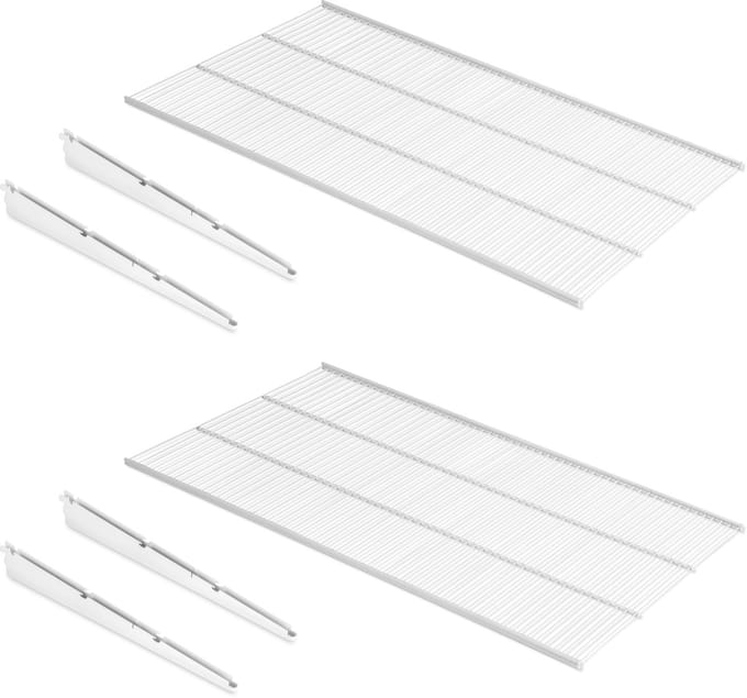 Emuca Lot van 2 draadplanken en beugels Jagmet, Staal, Wit geschilderd