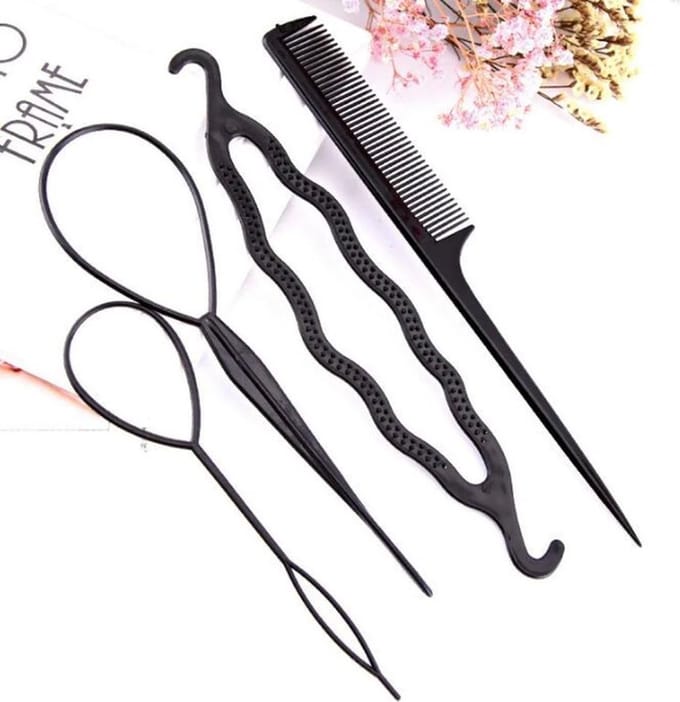 Haar style hulpstukken - Styling tool haarclip - Vlechten - Donut Bun Knot maker - Lus invlecht - Puntkam - Set van 4 stuks