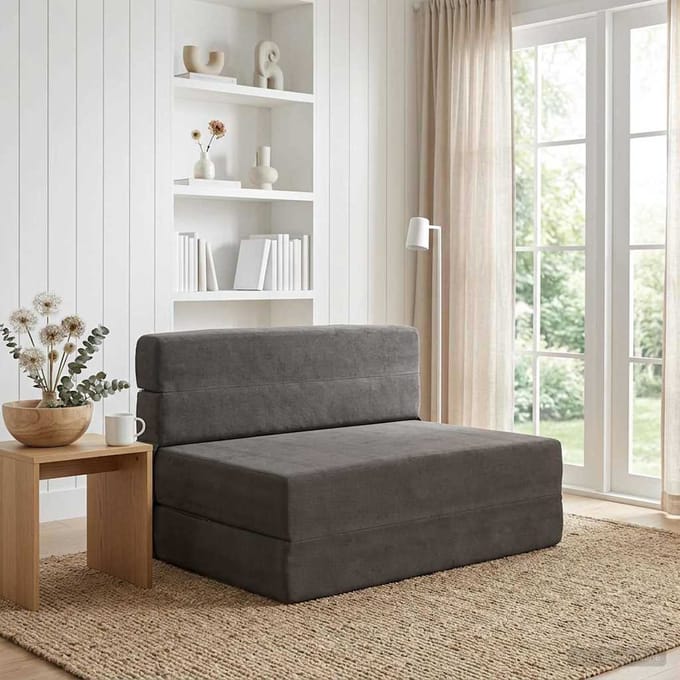 vidaXL - Vouwbare - Sofa - Bed - Donkergrijs - 70 - x - 80 - x - 60 - cm - Stof