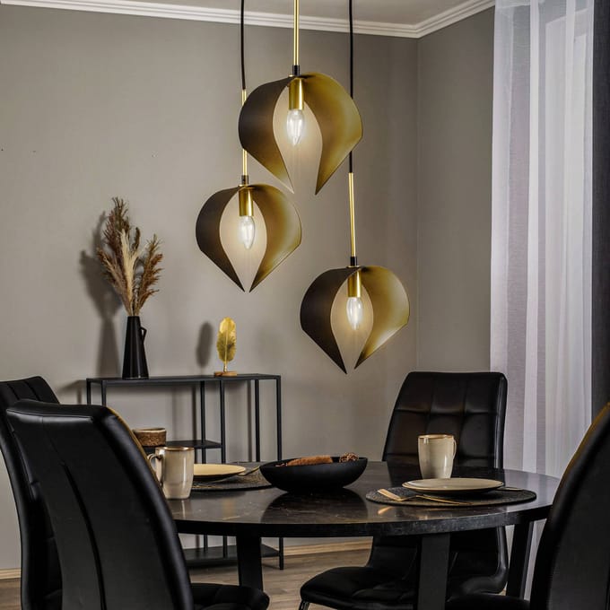 Lucande - hanglamp - 3lichts - Staal - E14 - zandzwart