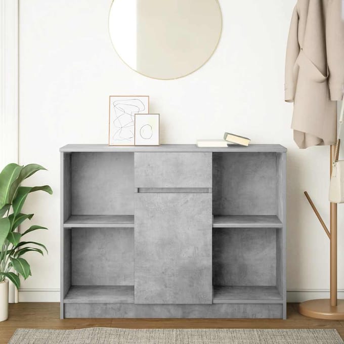 vidaXL - Dressoir - met - lade - 101x35x76 - cm - spaanplaat - betongrijs