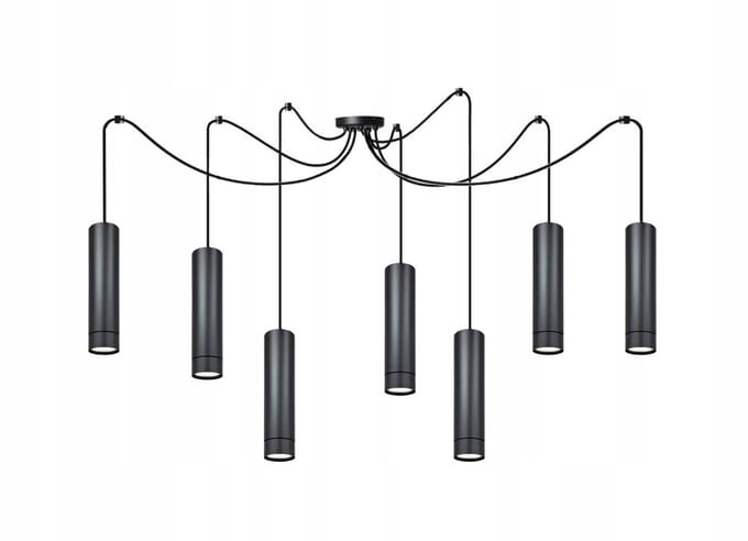 Komat TUBA Hanglamp Zwart 7x GU10 LED Metaal 210cm
