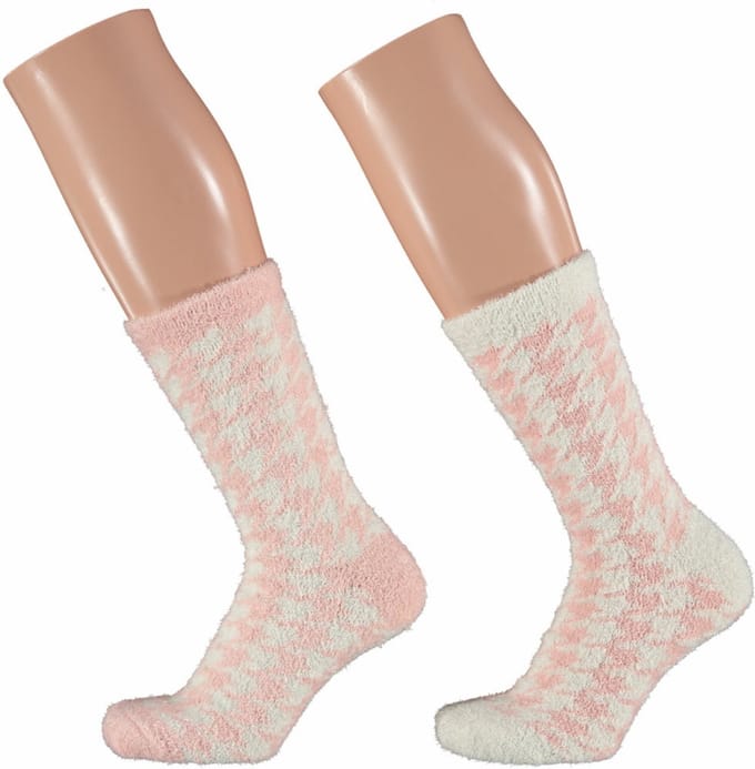 Apollo 2-Pak dames bedsokken / huissokken - roze - maat 36-41