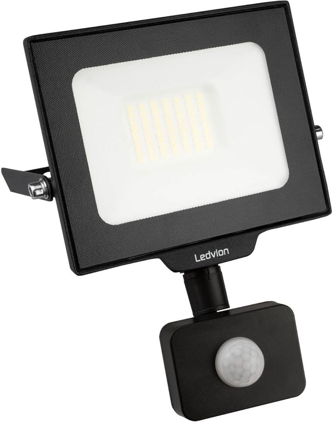 LED Floodlight - Spotlight Buiten - Tuin Verlichten - Met Bewegingssensor - 30 Watt - Wit