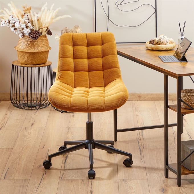 Draaistoel VASILO met corduroy - Geel