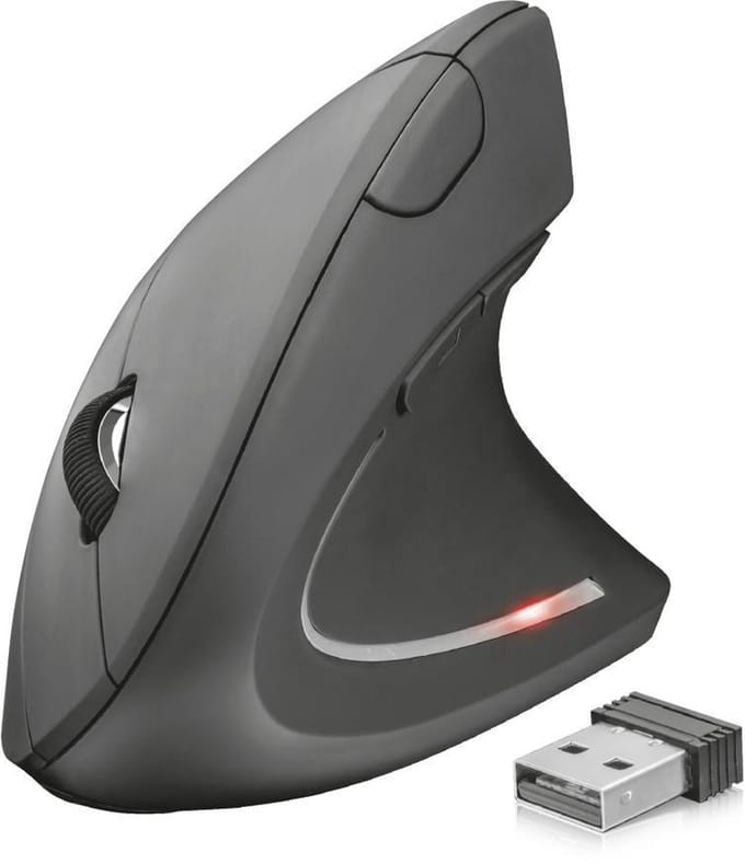Trust Verto - Draadloze Ergonomische Muis - Verticale muis - USB-Ontvanger - Zwart