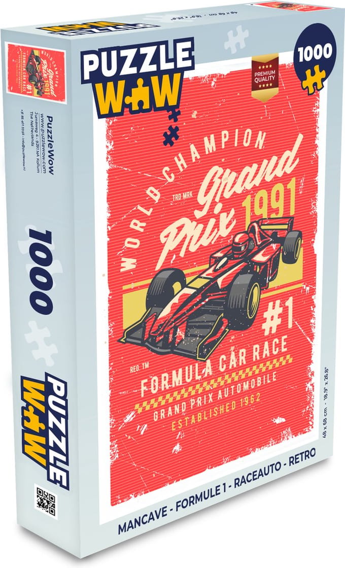 Puzzel Mancave - Formule 1 - Raceauto - Retro - Legpuzzel - Puzzel 1000 stukjes volwassenen