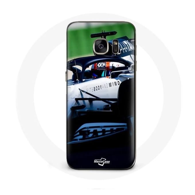 Coque pour Samsung Galaxy S7 Edge Formule 1 Pierre Gasly Pilote F1 Blanc