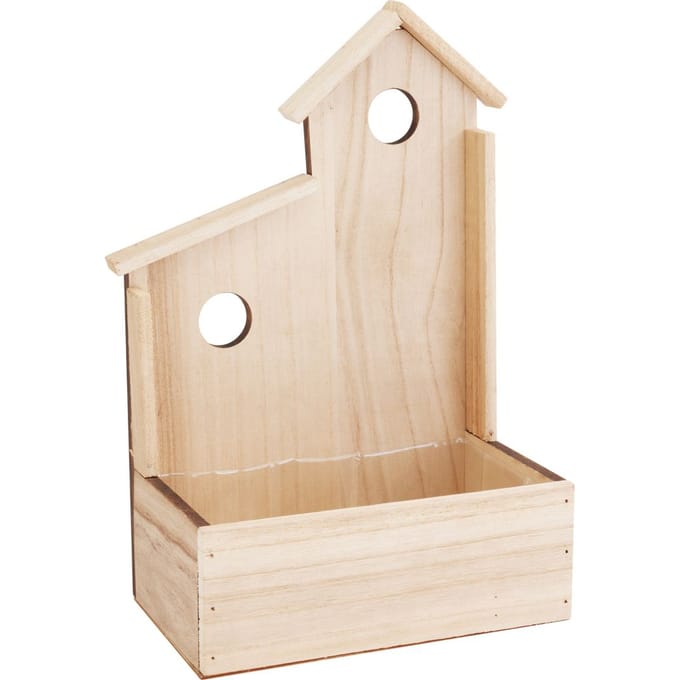 Houten plantkom "Klein huisje"