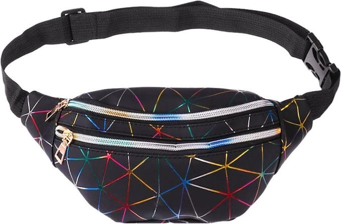 Heuptas - Geometric Zwart | Kunstleer/Polyester | 30 x 13 cm | Fashion Favorite