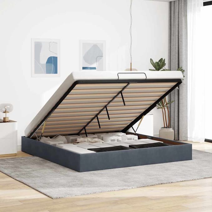 vidaXL - Ottoman - bedframe - zonder - matras - 180x200 - cm - fluweel - donkergrijs