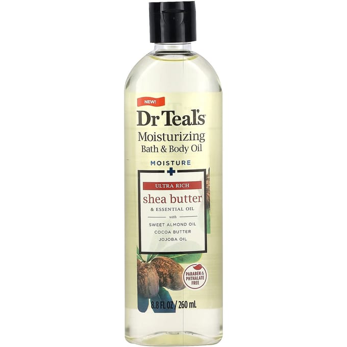 Dr. Teal'S, Moisturizing Bath & Body Oil, Shea Butter & Almond Oil, 260 Ml (8.8 Fl Oz) beige