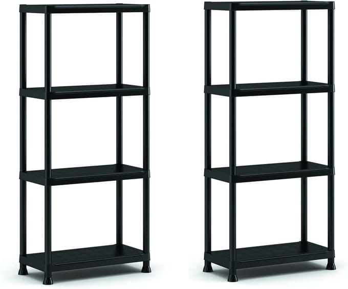 Keter Stellingkast Plus 60/4 - set van 2 - Opbergrek met 4 planken - 60x30x135cm - Zwart