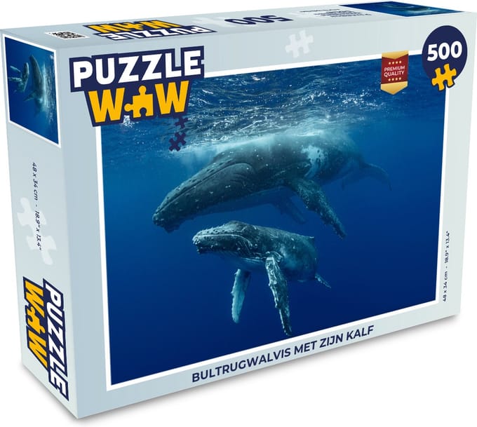 Puzzel Bultrugwalvis met zijn kalf - Legpuzzel - Puzzel 500 stukjes