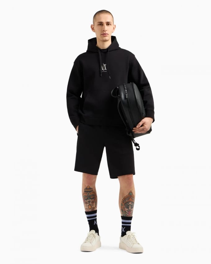Armani Exchange Heren Geborduurd A|X Centraal Logo Pullover Hoodie