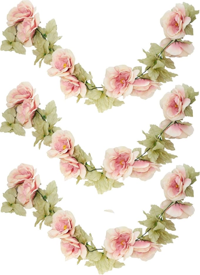 Chaks Rozen bloemenslinger - 3x - kunstplant/bloem - oud roze - 220 cm