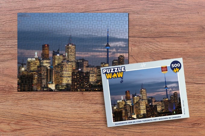 Puzzel Silhouette van de stad Toronto met wolken in Canada - Legpuzzel - Puzzel 500 stukjes