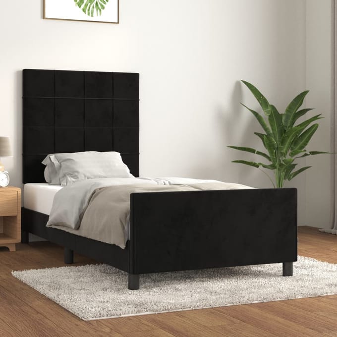 vidaXL - Bedframe - zonder - matras - 100x200 - cm - fluweel - zwart