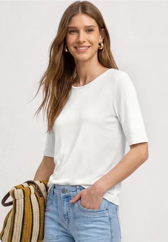 Basic Shirt met ronde hals in Unifarbe