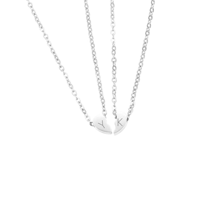Ketting Set Hartje Initialen Zilver