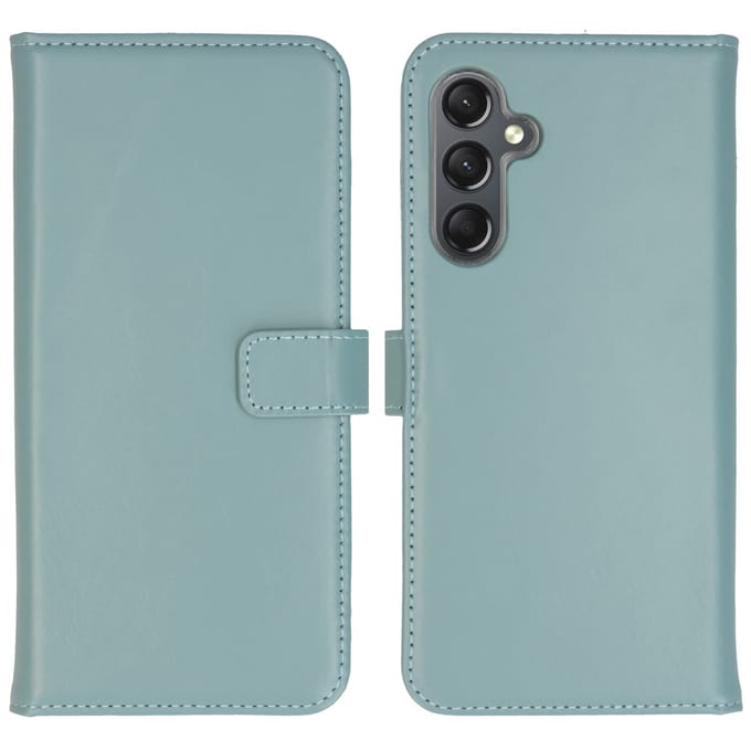 Selencia Echt Leren Bookcase voor de Samsung Galaxy A25 (5G) - Air Blue