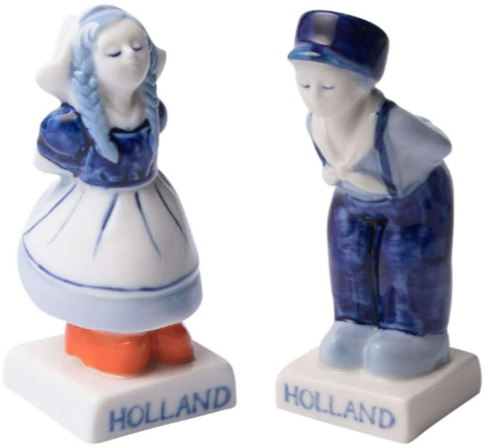 Peper en Zout Kussend Paar Keramiek - Delfts Blauw