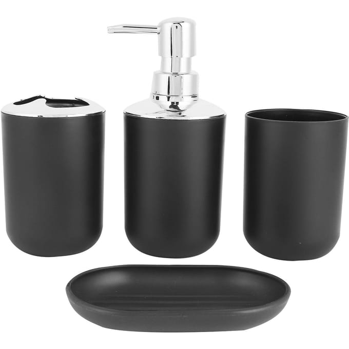 4 stuks/set Badkameraccessoiresets Zeepbakje Dispenser Opbergbeker Wasbeker Badset black