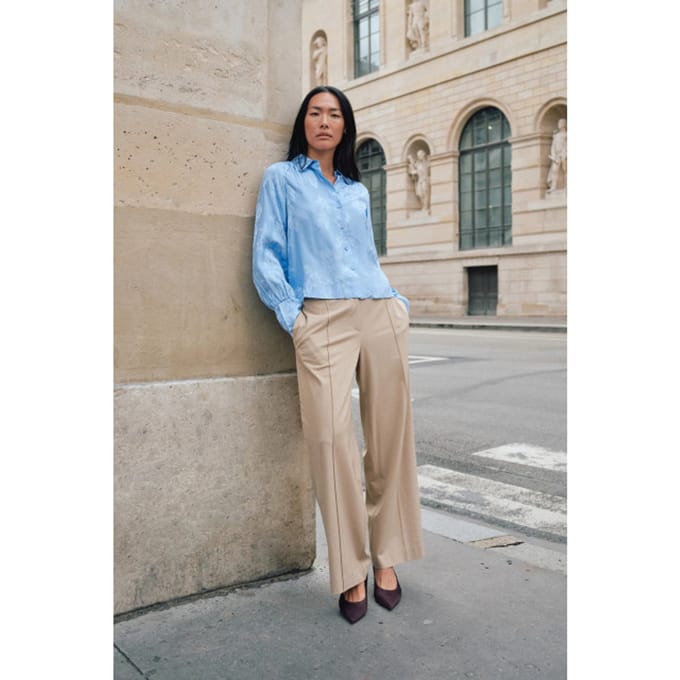 Stoffen broek van viscosemix met persplooien, model 'Nila Roy'