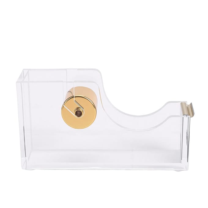 Acryl Tape Dispenser met Snijder Navulbaar en Herbruikbaar Bureau Tape Houder voor School Kantoor Kamer Goud goud