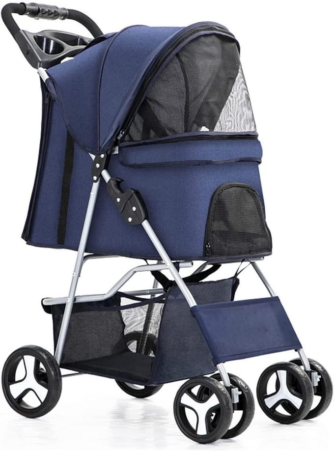 Dierenbuggy - Reiswagen - Comfortabel Transport - Opvouwbaar Ontwerp - 15 kg Capaciteit - Grijs