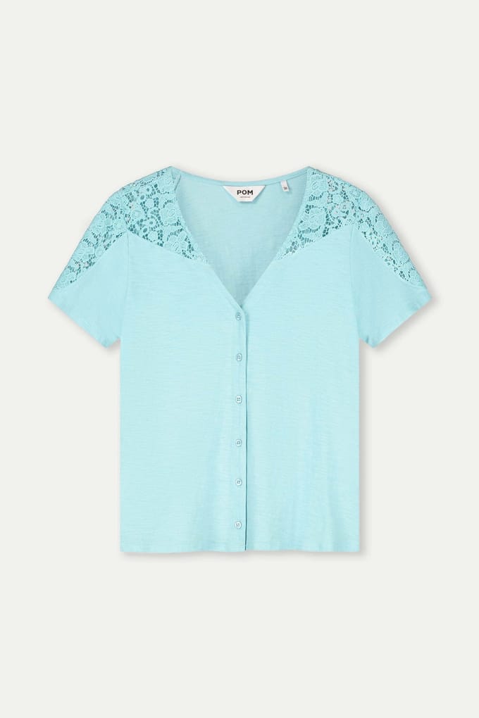 POM Amsterdam Tshirt - Ellen Sky Blue Taglia: 38 | Magliette intime Outlet | Donna | Blu
