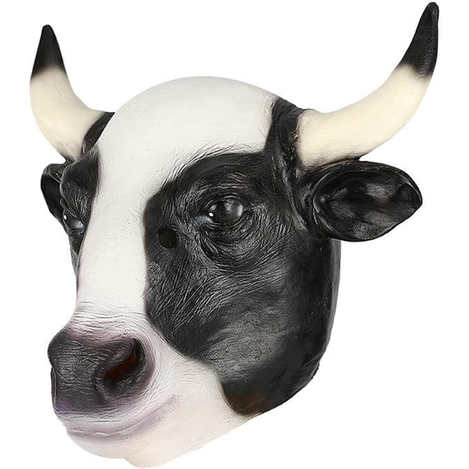 Masques de vache noir et blanc, masques d'animaux amusants One size fits all adults noir