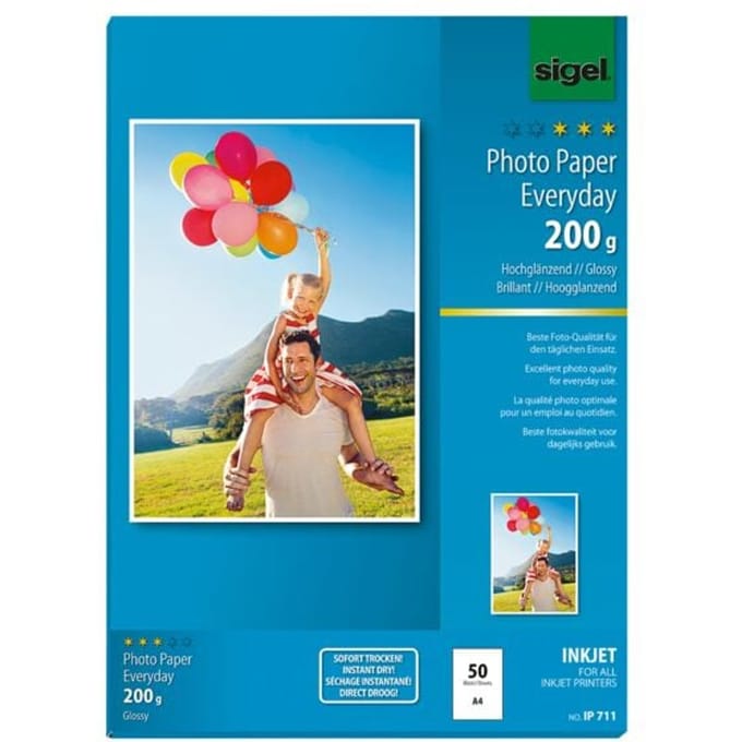 Sigel inkjet fotopapier Everyday plus A4 hoogglanzend 200 grams 50 vel