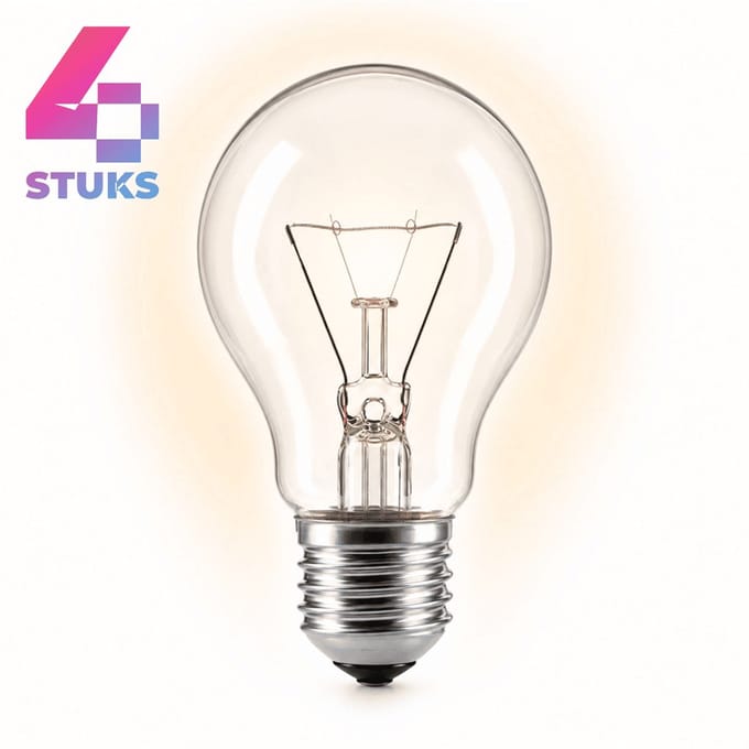 4x Peertje Gloeilamp E27 - 40W - Warm Wit Licht (2700K) - 340 lm - 1 jaar - Dimbaar