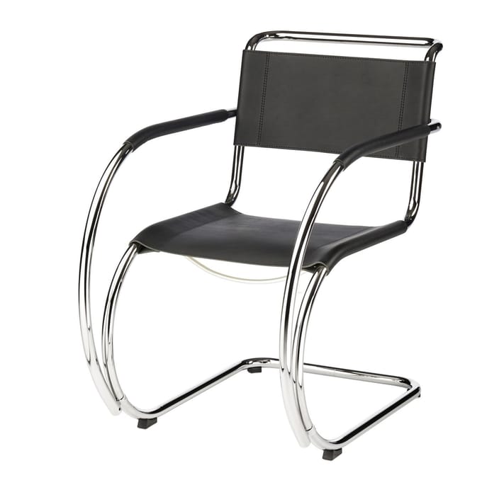 Thonet - S 533 F Fauteuil - Kernleer - zilver