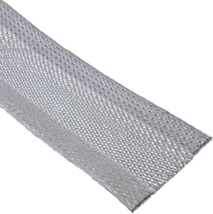 InLine® beschermslang, stoffen beschermslang met klittenband, 1 m x 25 mm grijs